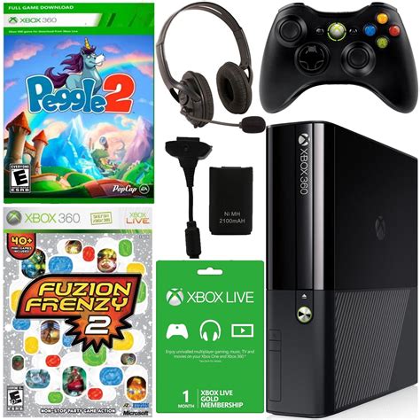 Xbox E Gb No Kinect With Peggle And Fuzion Frenzy And Accessories