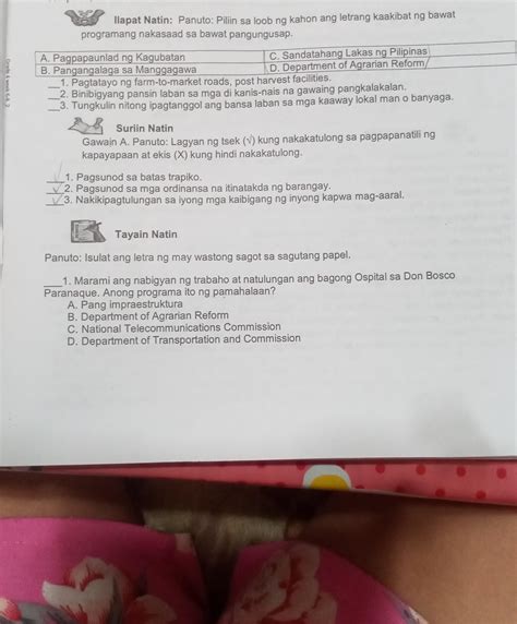 Ilapat Natin Panuto Piliin Sa Loob Ng Kahon Ang Letrang Kaakibat Ng