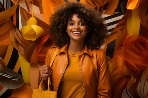 Premium Ai Image Chic Shopping Spree Beautiful Black Woman With Bags