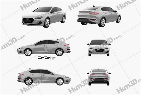 Hyundai i30 fastback 2020 Blueprint Template - 3DModels.org