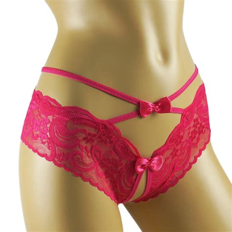 Woman Sexy Panties Erotic Crotchless G String Porn Lace Transparent Open Crotch Underwear