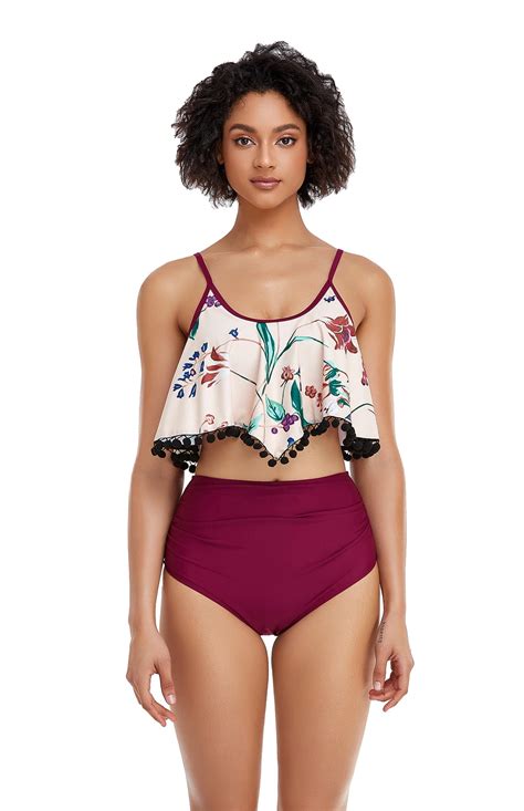 Liora Women Two Piece High Waisted Bikini Ruffle Swimsuit With Bottom Walmart