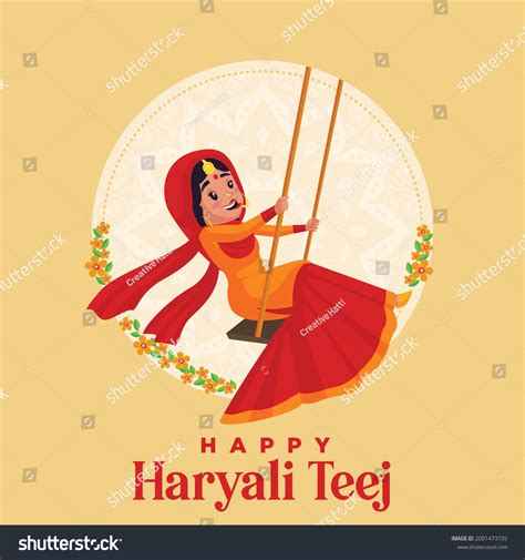 Happy Haryali Teej Festival Banner Design Stock Vector (Royalty Free ...