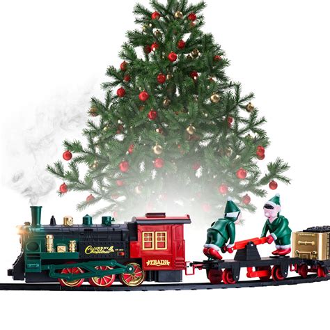 Buy Christmas Train Set for Under The Tree with Lights, and Sounds - Holiday Train Around ...