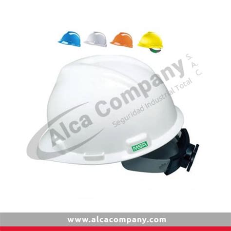 Casco Msa V Gard Sombrero Con Slot Fas Trac Iii Y Portalampara Marron