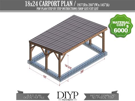 X Carport Build Plans Pdf Car Garage For Two Car Etsy Carport