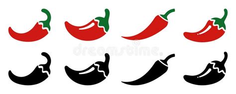 Spicy Chili Pepper Icon Set Paprika And Hot Paper Vector Illustration Set On White Background