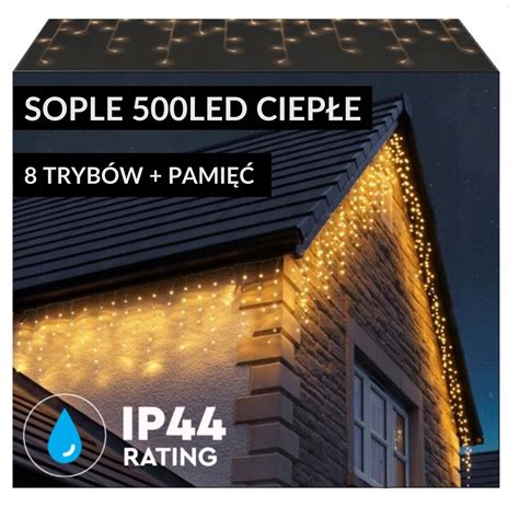 SOPLE 500 LED LAMPKI ZEWNĘTRZNE ŚWIĄTECZNE CIEPŁE 8 TRYBÓW IP44 20m