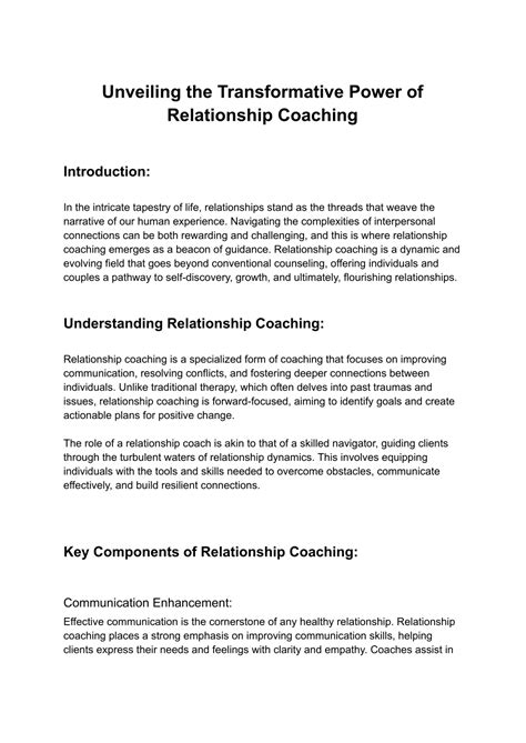 Ppt Unveiling The Transformative Power Of Relationship Coaching