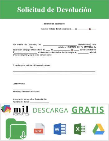 Solicitud De Devoluci N Ejemplos Formatos Word Excel