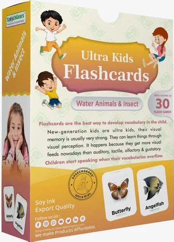 Water Animals & Insects Ultra Kids Flashcards for Kids, Motor skills ...