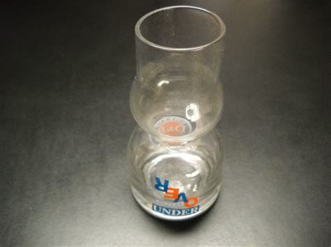 Dave And Busters Double Bubble Shot Glass Clear Glass With Orange Blue