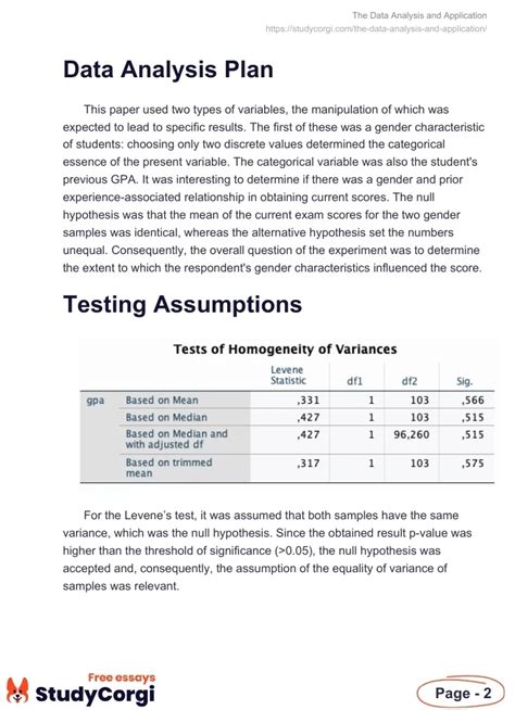 The Data Analysis And Application Free Essay Example