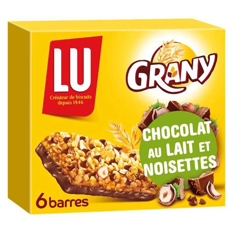 Barres De C R Ales Grany Chocolat Au Lait Et Noisettes Lu X G