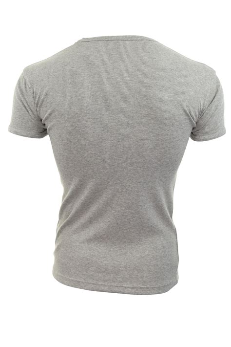 Mens Rib T Shirt Ribbed Crew And Vee Neck Soul Star Plain Slim Fit Jersey