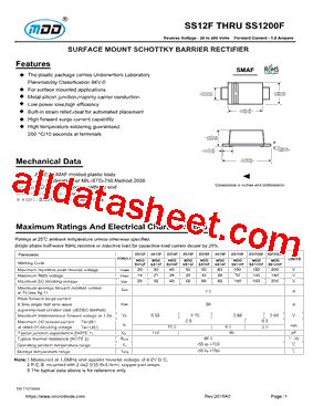 SS12F Datasheet PDF Microdiode Electronics Jiangsu Co Ltd