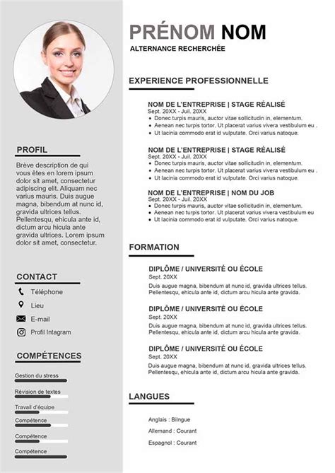 Exemple de CV pour Alternance CV Gratuit à Télécharger Cv gratuit