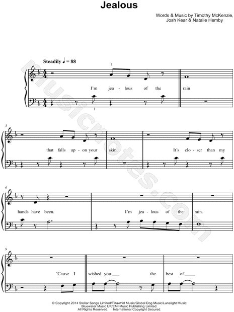 Labrinth "Jealous" Sheet Music (Easy Piano) in F Major - Download & Print - SKU: MN0153241