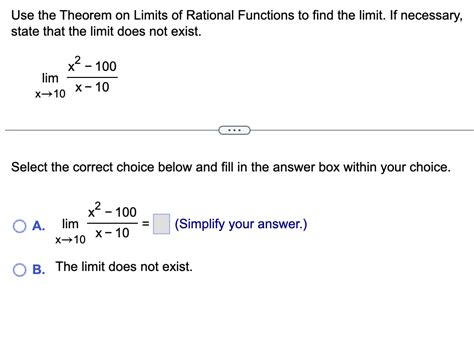 Solved Use The Theorem On Limits Of Rational Functions To