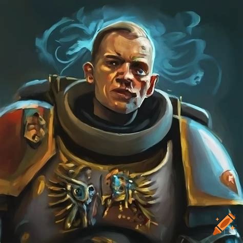 Portrait Headshot Of A Space Marine From Warhammer 40k In Aleksander