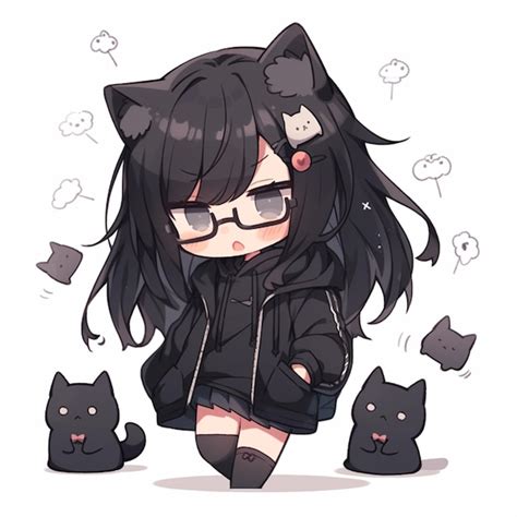 Anime Girl With Black Hair And Glasses