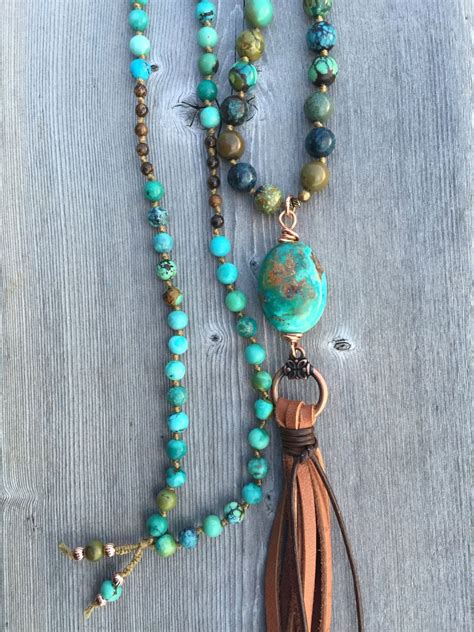 Turquoise Tassel Necklace Boho Tassel Sundance Style Yoga Etsy Canada