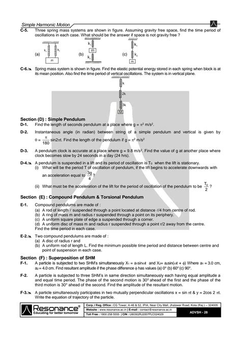 SOLUTION Simple Harmonic Motion Exercise Studypool