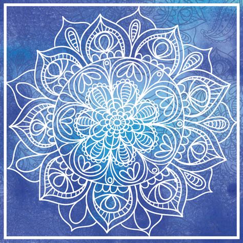 Tapis Vinyl Ethnique Mandala Dessin La Main Bleue Tenstickers