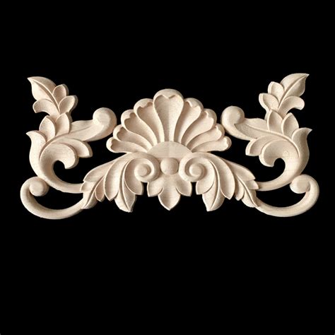 Wood Carved Corner Decals Craft Onlay Applique Furniture Wall Diy Decor