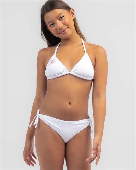 Shop Topanga Girls Majorca Rhinestone Bikini Set In White Fast