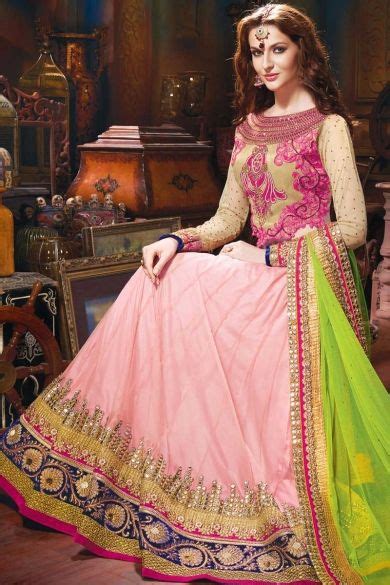 Light Pink Net Embroidered Lehenga Choli