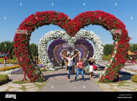 Flower Covered Love Heart Arches At Miracle Garden The Worlds Biggest