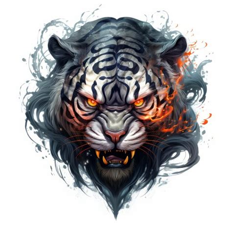 Premium Photo A Tiger With Flames On Its Head