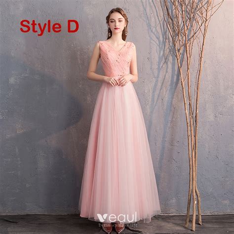 Discount Pearl Pink Bridesmaid Dresses A Line Princess Off The