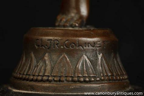 Art Deco Bronze Hoop Dancer Signed Colinet Nude Figurine