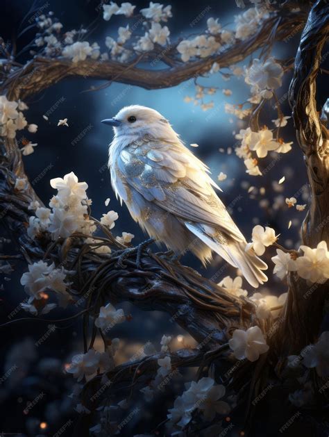 Premium AI Image | Bright Moonlit Night with a White Holy Bird
