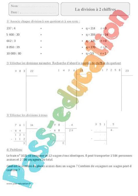 Division Chiffres Cm R Visions Imprimer Par Pass Education