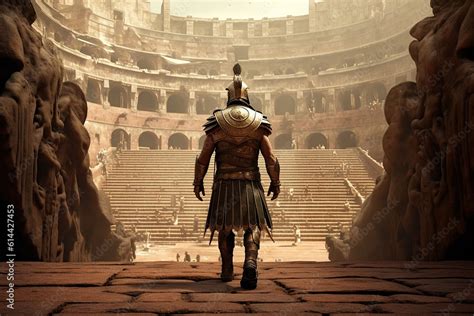 Ancient Roman Gladiator Entering The Colosseum Before Battle Created By