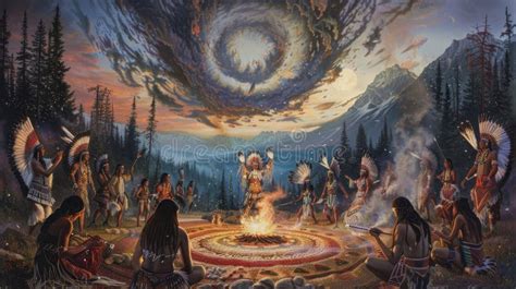 native american shaman performing sacred ritual  twilight wilderness
