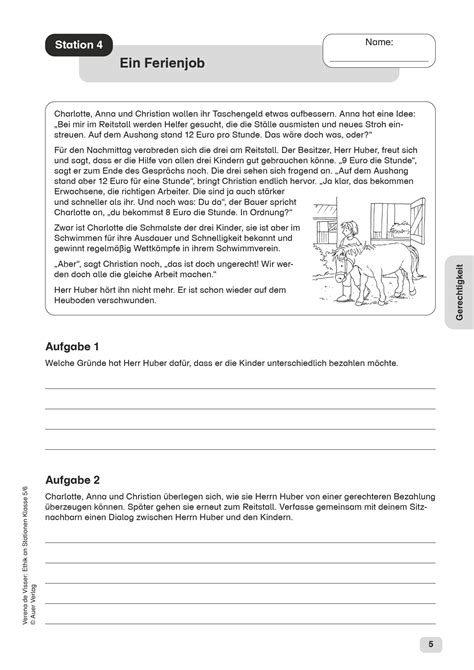 Sekundarstufe Unterrichtsmaterial Ethik Gerechtigkeit Ethik An Stationen