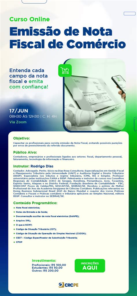 Curso Emissão De Nota Fiscal - Curso| Emissão de Nota Fiscal de Comércio – Zoom – Conselho Regional de ...