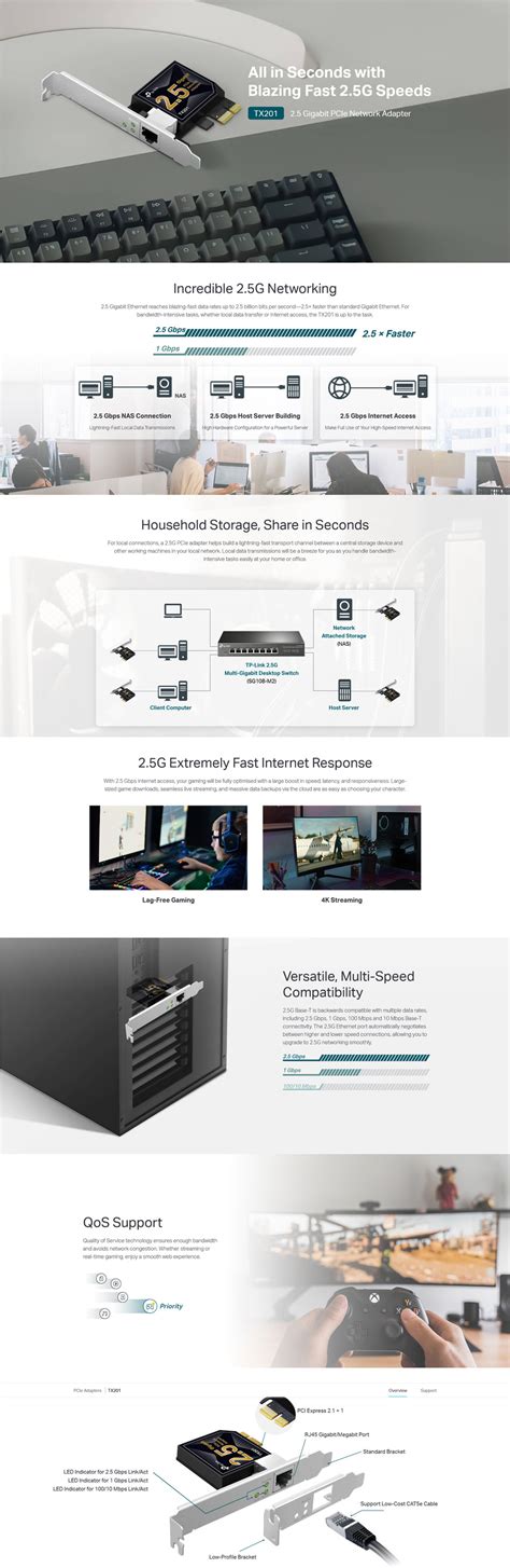 TP Link TX201 PCIe 2 5 Gigabit Lan Card Computer Alliance