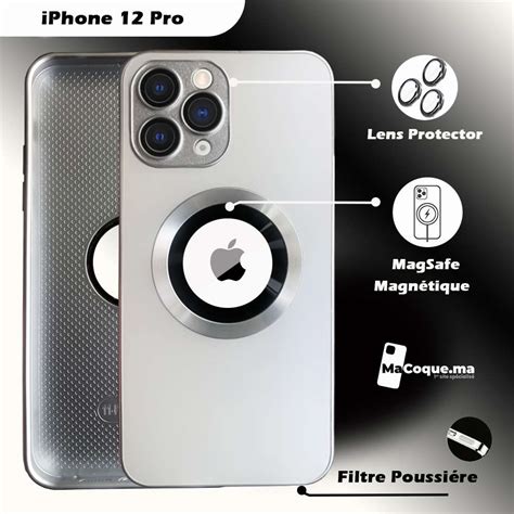 Silver Coque iPhone 12 Pro Magnétique Magsafe LENS Protector Filtre