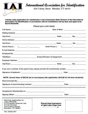 Fillable Online Iai Application For Membership Cdr Fax Email Print