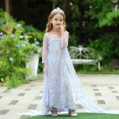 เดรสเด็กเอลซ่า แขนยาวประดับเลื่อม สีเงิน Elsa Dress Th