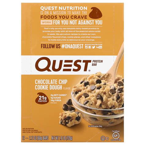 Quest Nutrition Protein Bar Chocolate Chip Cookie Dough Bars