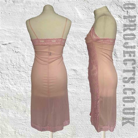 Vintage 1960s Pink Lace Trim Slip Dress Lingerie Neatawear London Pleated Fabric Grunge