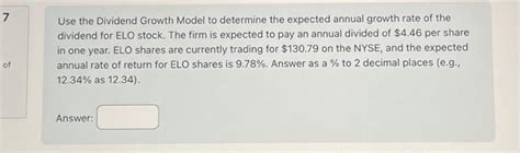 Solved Use the Dividend Growth Model to determine the | Chegg.com