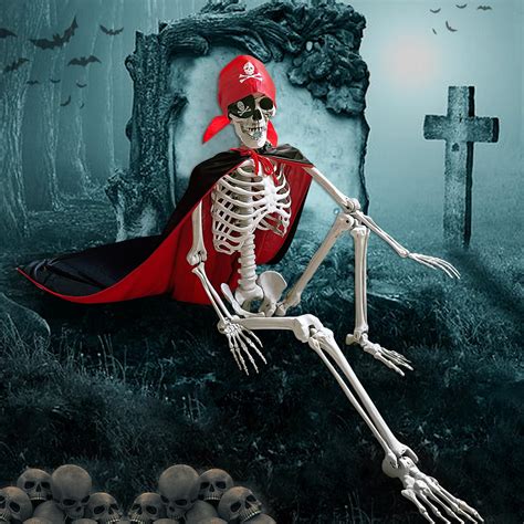 Evoio Skeleton Halloween Decor 5.4 Ft/165cm Life Size Posable Skeleton ...