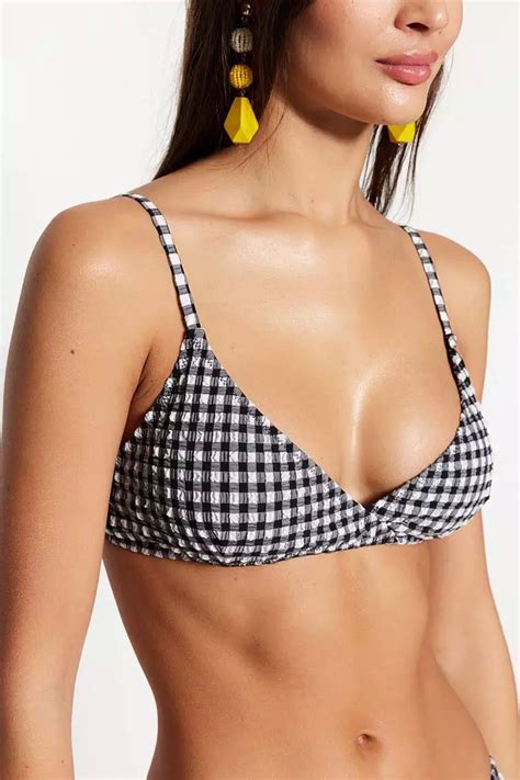 Buy Trendyol Gingham Triangle Textured Bikini Top Online Zalora